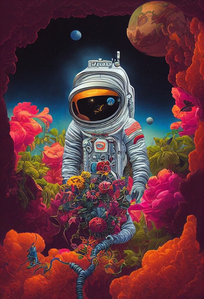 astronaut-universe-planting-flowers-7556460/